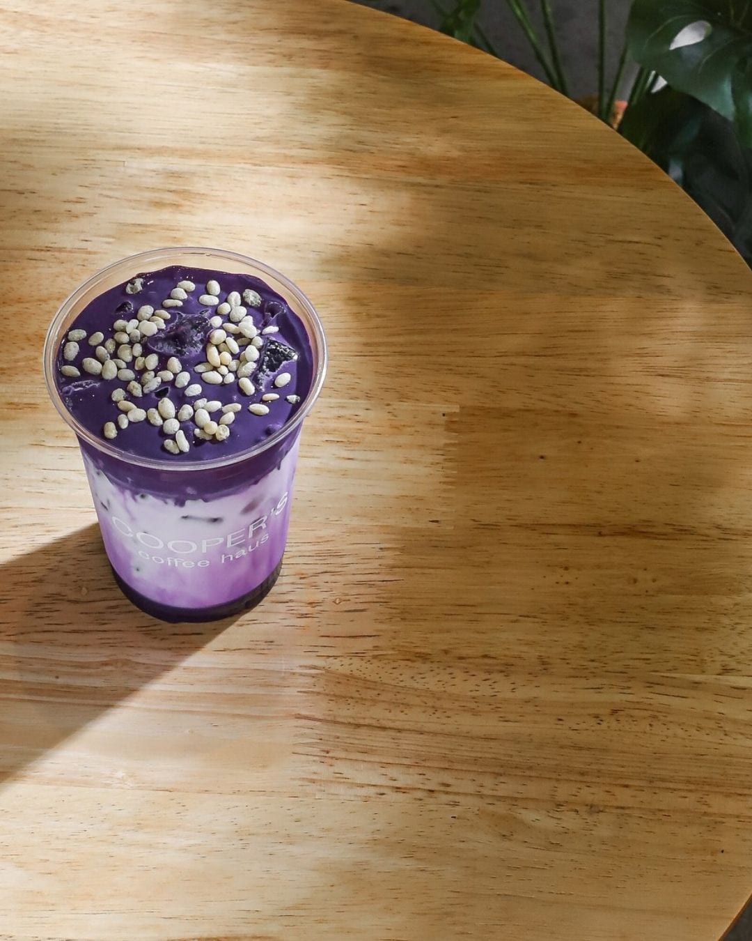 ube latte from cooper's coffee haus